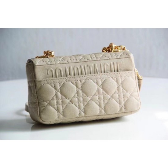 Dior Small Caro Bag In Beige Cannage Calfskin