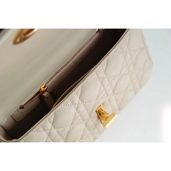 Dior Small Caro Bag In Beige Cannage Calfskin