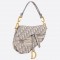 Dior Saddle Bag In Gray Dior Oblique Embroidery