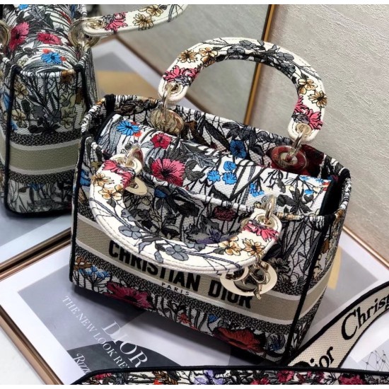 Dior Medium Lady D-Lite Mille Fleurs Embroidery Bag