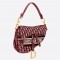 Dior Saddle Bag In Burgundy Dior Oblique Embroidered Velvet