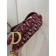 Dior Saddle Bag In Burgundy Dior Oblique Embroidered Velvet