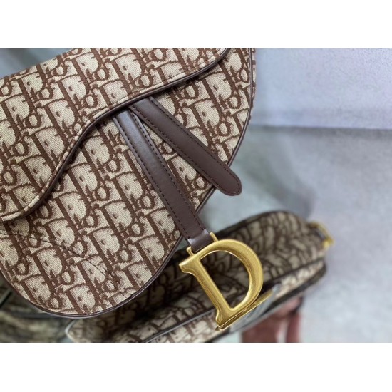 Dior Saddle Bag In Brown Dior Oblique Jacquard