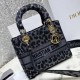 Dior Medium Lady D-Lite Bag In Grey Mizza Embroidery