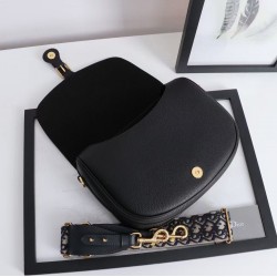 Dior Large Bobby Bag In Black Grained Calfskin