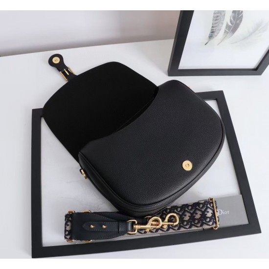 Dior Large Bobby Bag In Black Grained Calfskin