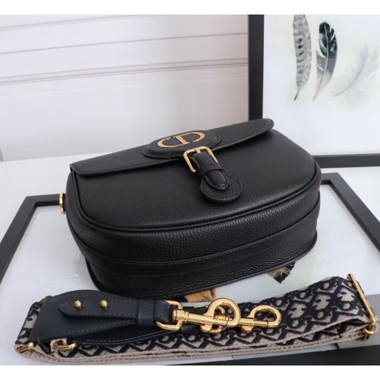 Dior Large Bobby Bag In Black Grained Calfskin