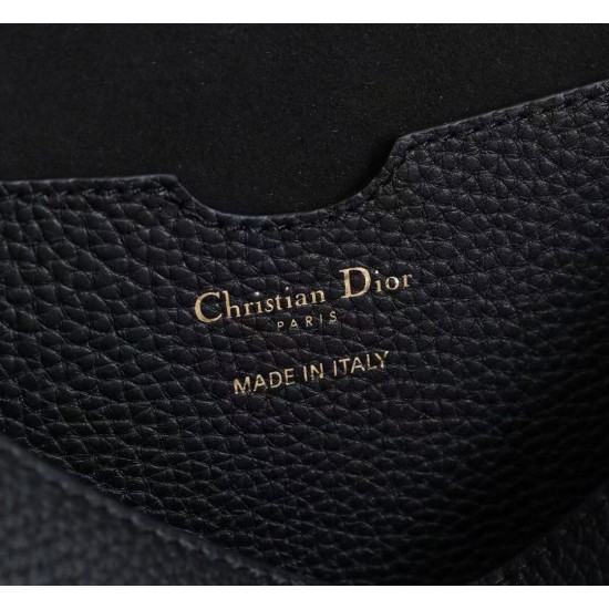 Dior Large Bobby Bag In Black Grained Calfskin