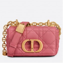 Dior Micro Caro Bag In Pink Cannage Calfskin