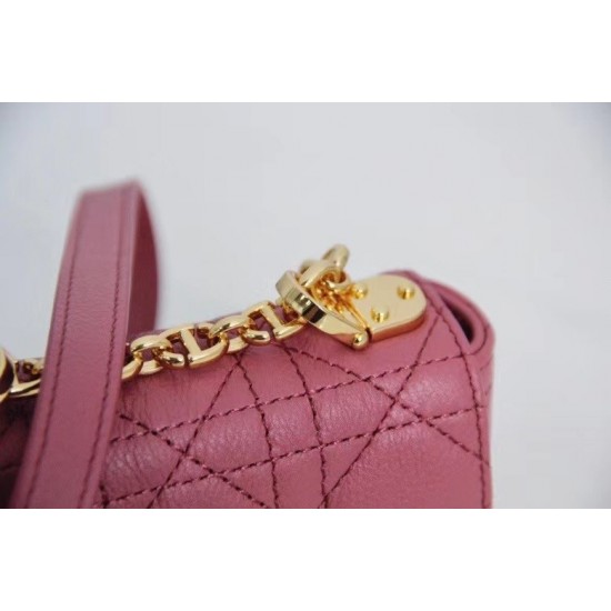 Dior Micro Caro Bag In Pink Cannage Calfskin