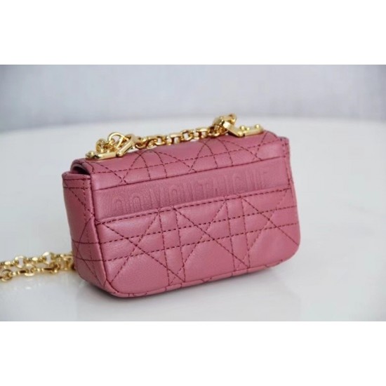 Dior Micro Caro Bag In Pink Cannage Calfskin