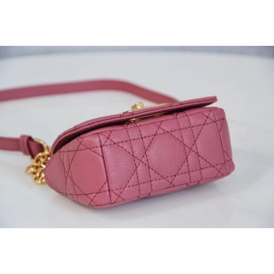 Dior Micro Caro Bag In Pink Cannage Calfskin