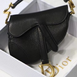 Dior Micro Saddle Bag In Black Goatskin