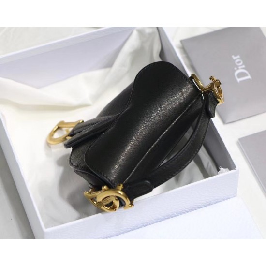 Dior Micro Saddle Bag In Black Goatskin