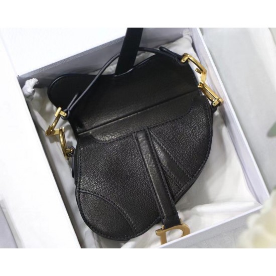 Dior Micro Saddle Bag In Black Goatskin