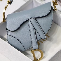 Dior Micro Saddle Bag In Cloud Blue Goatskin