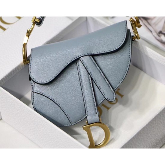 Dior Micro Saddle Bag In Cloud Blue Goatskin