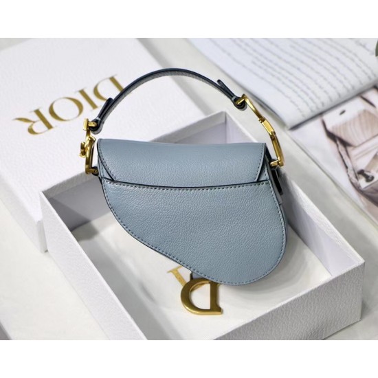 Dior Micro Saddle Bag In Cloud Blue Goatskin