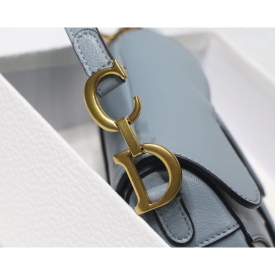 Dior Micro Saddle Bag In Cloud Blue Goatskin