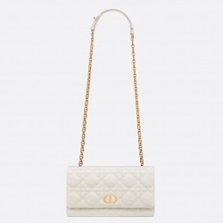 Dior Caro Belt Pouch with Chain In White Calfskin