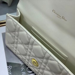 Dior Caro Belt Pouch with Chain In White Calfskin