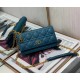 Dior Caro Belt Pouch with Chain In Steel Blue Calfskin