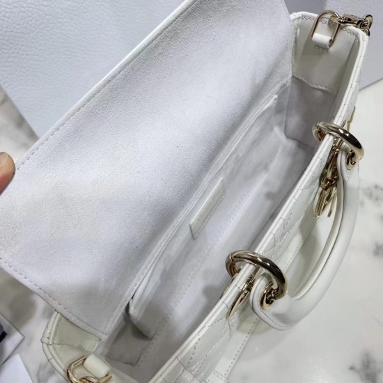 Dior Lady D-Joy Bag In White Cannage Lambskin