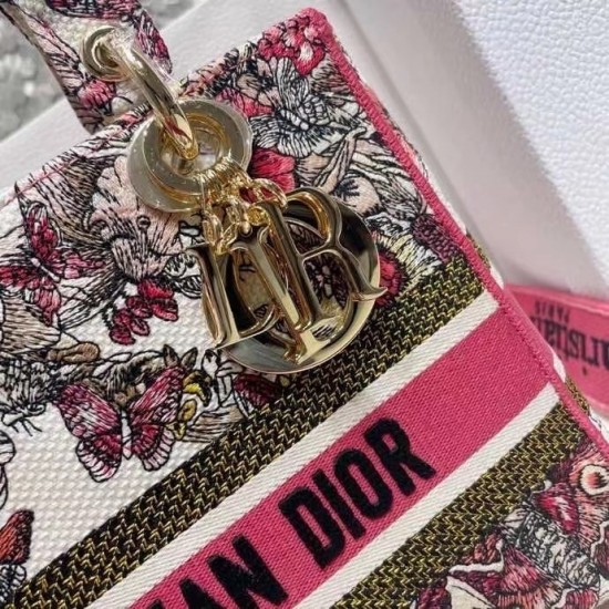 Dior Medium Lady D-Lite Bag In Multicolor Butterfly Embroidery