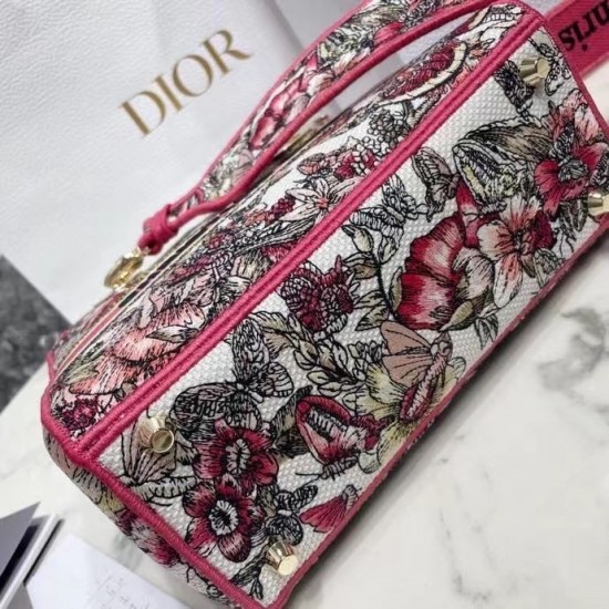 Dior Medium Lady D-Lite Bag In Multicolor Butterfly Embroidery