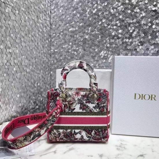 Dior Medium Lady D-Lite Bag In Multicolor Butterfly Embroidery