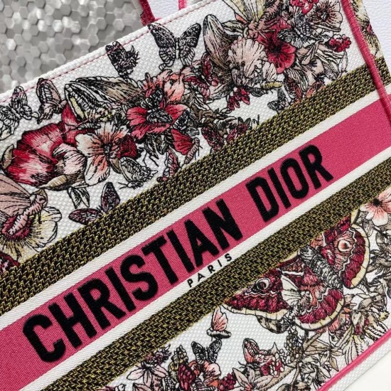 Dior Small Book Tote In Multicolor Butterfly Embroidery