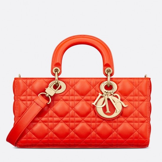 Dior Lady D-Joy Bag In Orange Cannage Lambskin