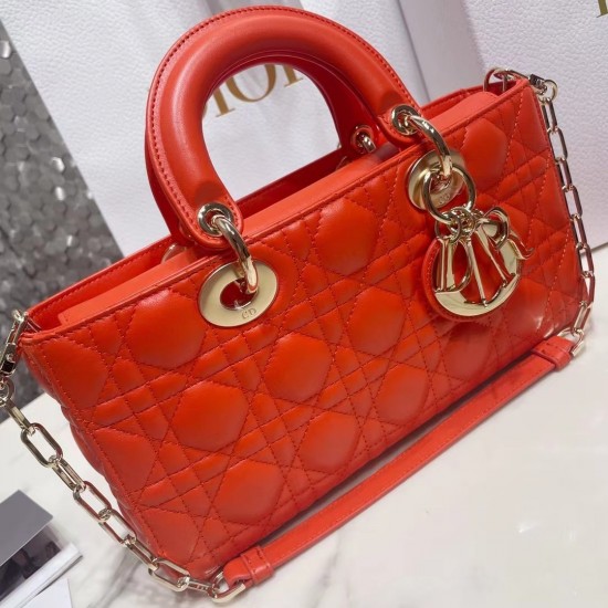 Dior Lady D-Joy Bag In Orange Cannage Lambskin