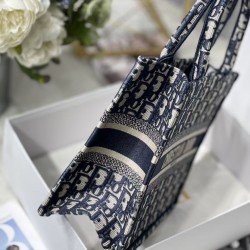 Dior New Small Book Tote In Blue Dior Oblique Jacquard