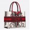 Dior Medium Book Tote In Latte Multicolor Cupidon Embroidery