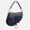 Dior Saddle Bag In Navy Blue Grained Calfskin