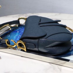 Dior Saddle Bag In Navy Blue Grained Calfskin