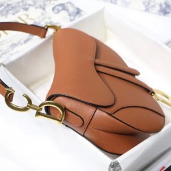 Dior Saddle Bag In Brown Grained Calfskin