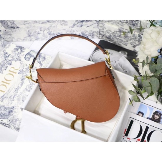 Dior Saddle Bag In Brown Grained Calfskin