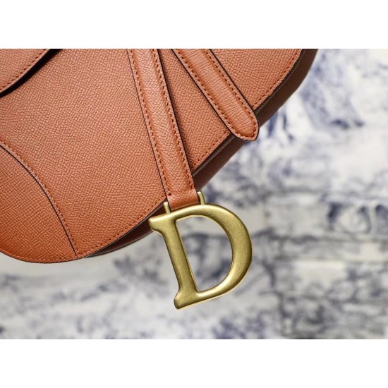 Dior Saddle Bag In Brown Grained Calfskin