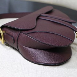 Dior Saddle Bag In Bordeaux Grained Calfskin