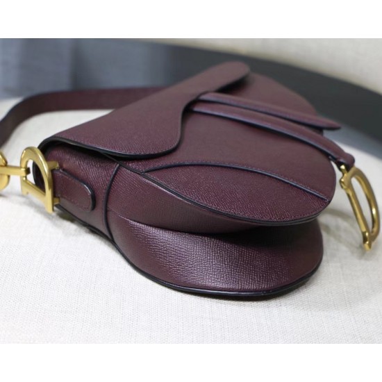 Dior Saddle Bag In Bordeaux Grained Calfskin