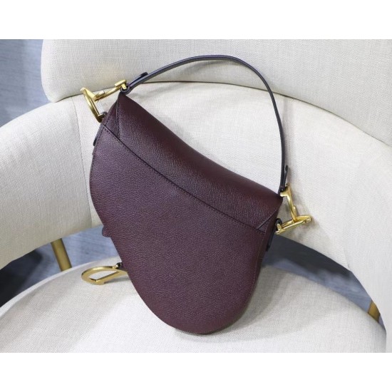 Dior Saddle Bag In Bordeaux Grained Calfskin