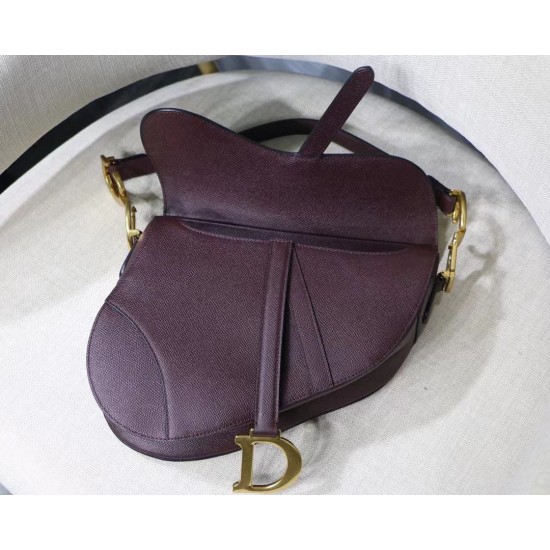 Dior Saddle Bag In Bordeaux Grained Calfskin