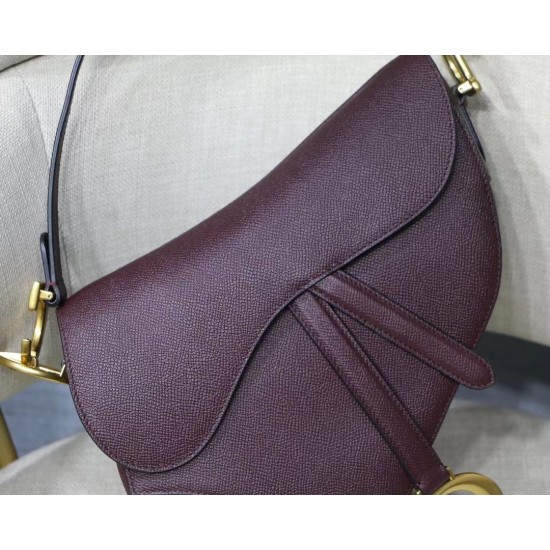 Dior Saddle Bag In Bordeaux Grained Calfskin