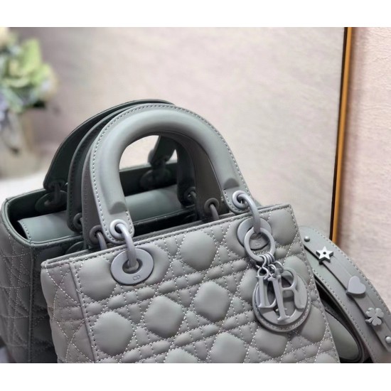 Dior Lady Dior My ABCDior Bag In Grey Ultramatte Calfskin