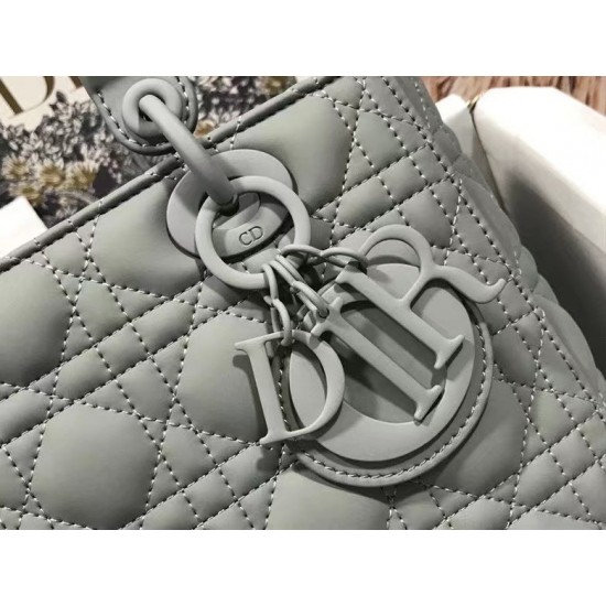 Dior Medium Lady Dior Bag In Grey Ultramatte Calfskin