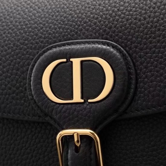 Dior Medium Bobby Bag In Black Grained Calfskin