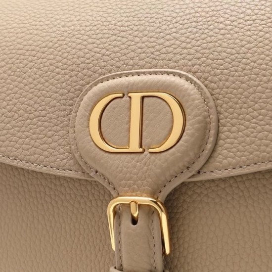 Dior Medium Bobby Bag In Beige Grained Calfskin