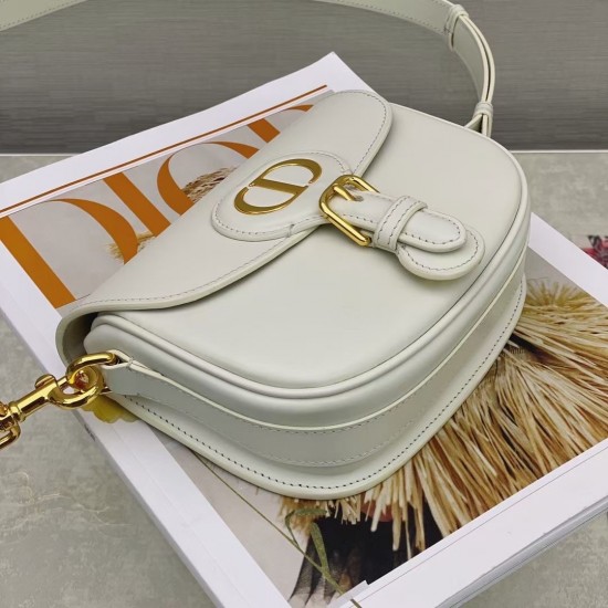 Dior Small Bobby Bag In White Calfskin